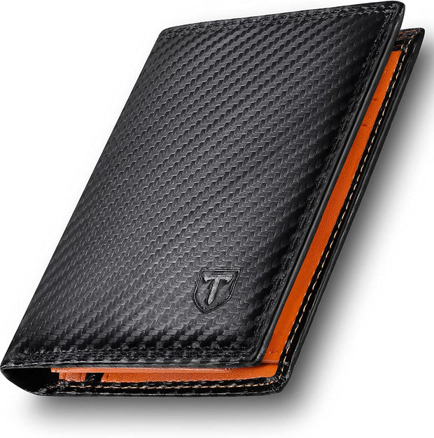 TEEHON Vertical Wallet for Men Carbon Leather