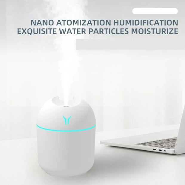 250ML USB Mini Air Humidifier For Home Car Ultrasonic Mute Mist Maker Diffuser with LED Color Lamp