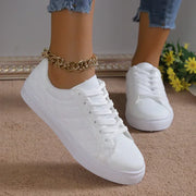 Microfiber Low Heel Sneakers for Women 2024 Hot Sale  Lace-up Rubber Ladies solid Shoes