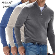 Warm Pullover Solid Color Half Zipper Casual Sweater