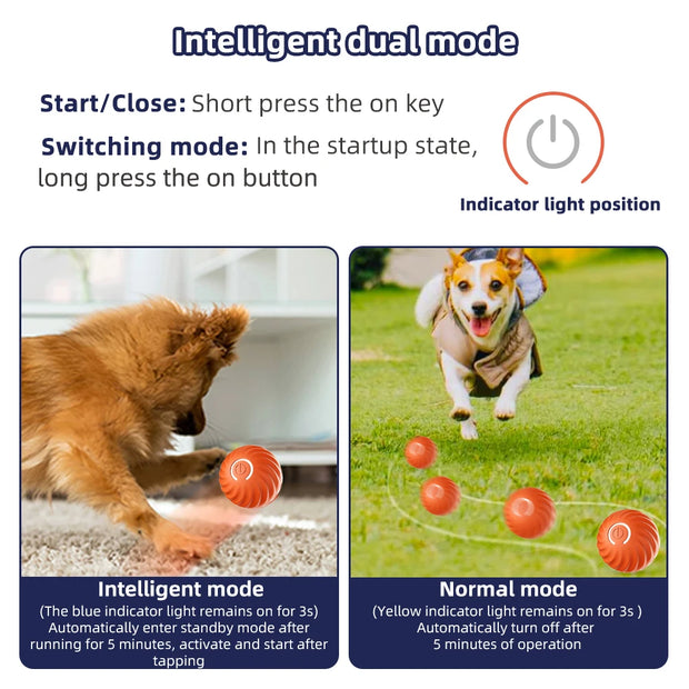 Smart Dog Toy Ball Electronic Interactive Pet Toy Moving Ball USB Automatic Moving Bouncing for Pet