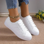 Microfiber Low Heel Sneakers for Women 2024 Hot Sale  Lace-up Rubber Ladies solid Shoes