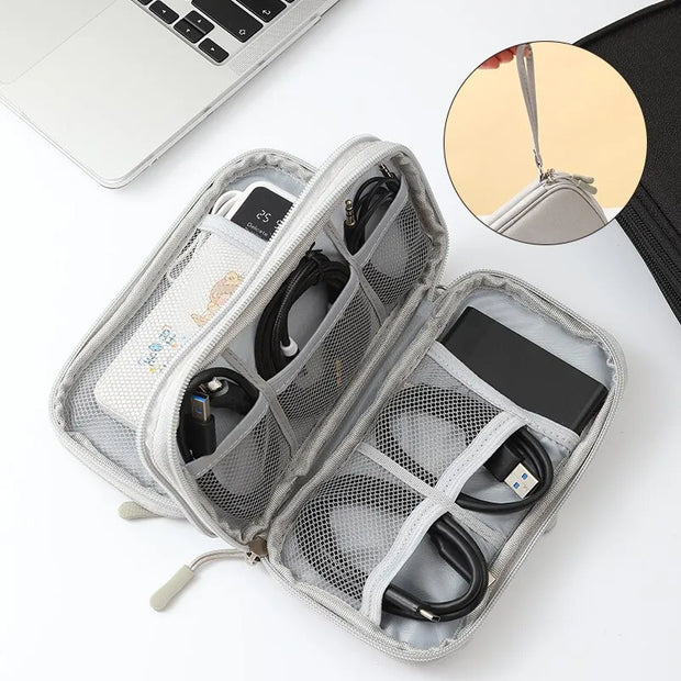 1pc Pink/Grey/Black/Navy Travel Portable Digital Product Storage Bag