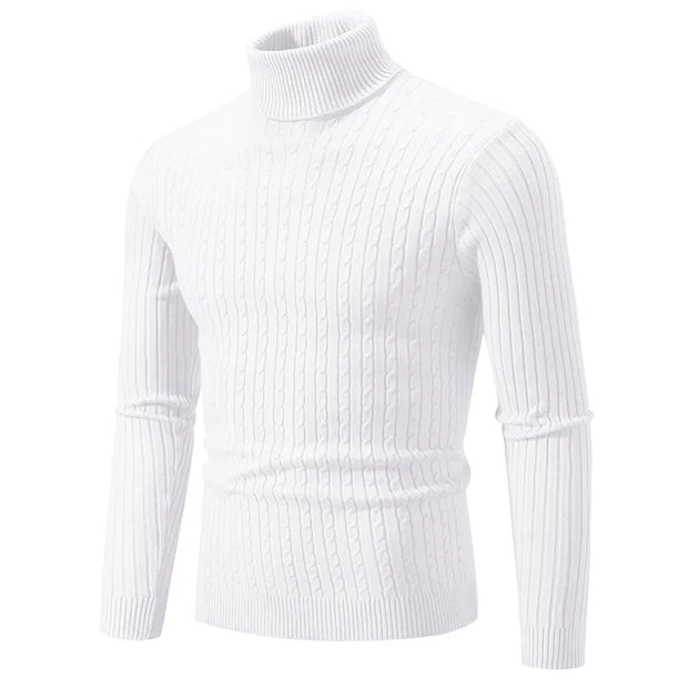 New Men's High Neck Sweater Solid Color Pullover Knitted Warm Casual Turtleneck Sweater