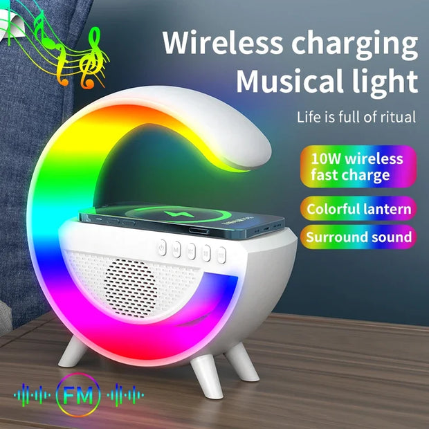 Multifunction RGB Light Wireless Charger Stand USB Bluetooth Speaker For iPhone Xiaomi Samsung Fast Charging Station | UMAR KHAN