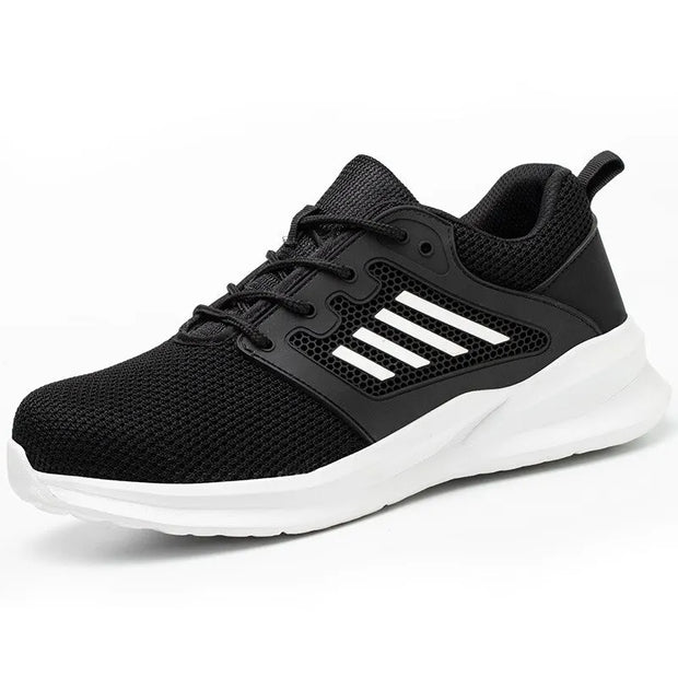 Summer Light Breathable Sneaker Runing shoes For Men and Women Black Mess Safety Shoes