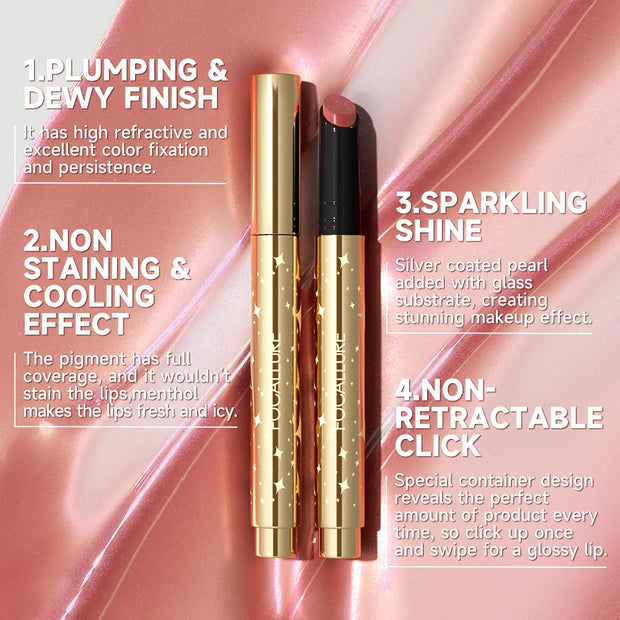 Lip Gloss Stick Moisturizing Long Lasting Sparkling Lipstick Pen Makeup Cosmetics