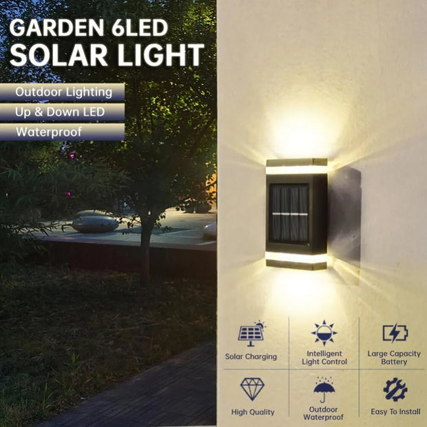 Solar Wall Lamp Outdoor Waterproof Solar Powered Light UP and Down Home Decoration