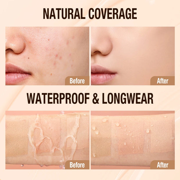 O.TWO.O Liquid Foundation Cream for Face 30ml High Coverage Makeup Base Sunscreen
