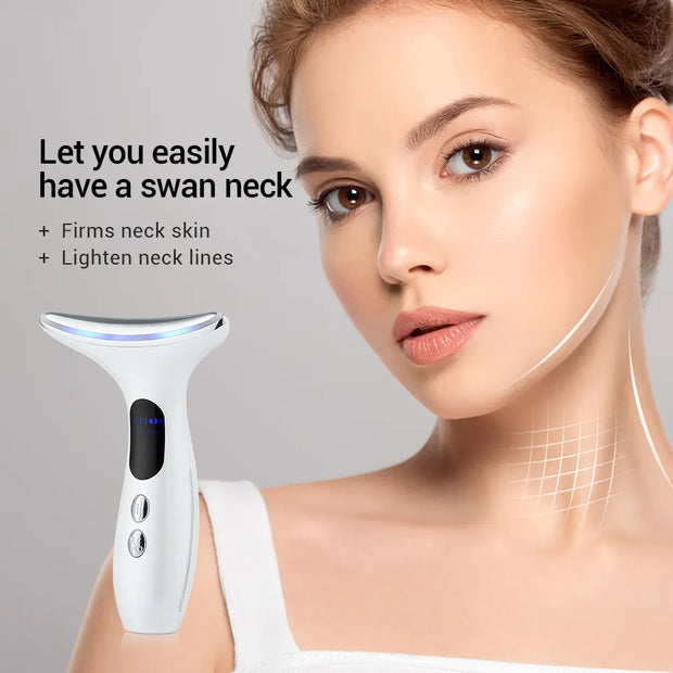 Neck Face Beauty Device 3 Colors LED Photon Therapy Skin Tighten Reduce Double Chin Anti Wrinkle Remove Skin Care Tools
