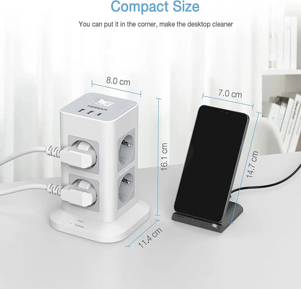 11-in-1 Power Tower with USB-C & Surge Protection Umar Khan €49.67