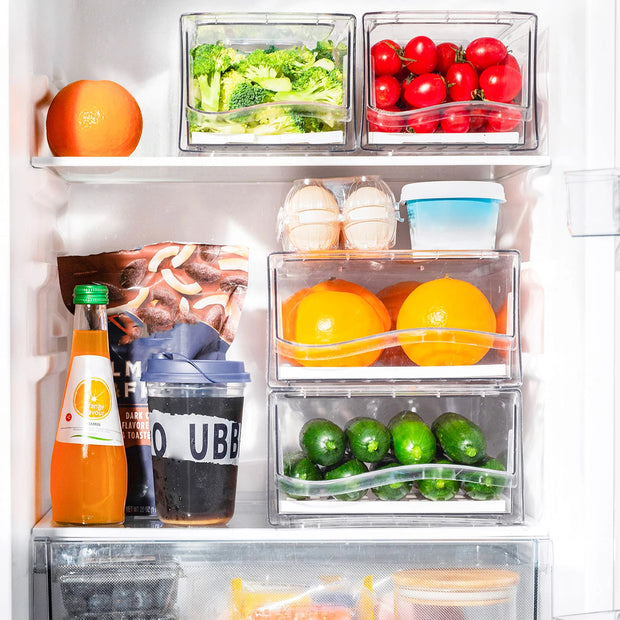 Stackable Refrigerator Organizer Bins, Reusable  Fridge Drawer Organizer in Home Kitchen, Restaurant
