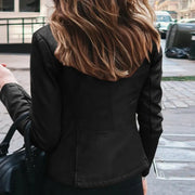 Slim Fit Faux Leather Jacket Women Classic Moto Biker PU Leater Jacket Zipper Coat Outerwear