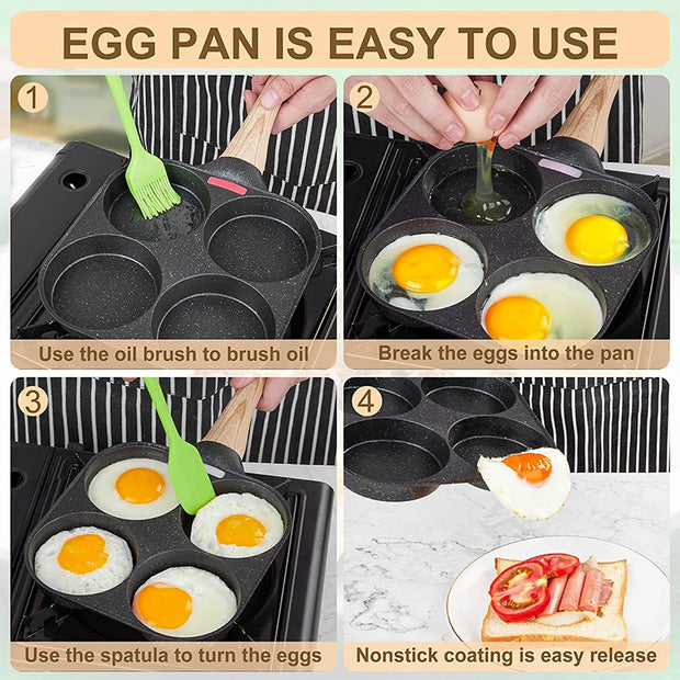 Egg Frying Pan Nonstick Pancake Pans 4-Cups Cookware