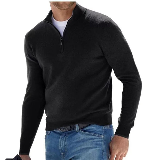 Warm Pullover Solid Color Half Zipper Casual Sweater