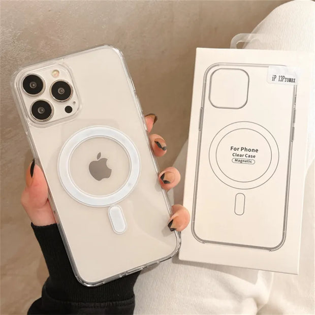 Original Clear Magsafe Magnetic Wireless Charging Animation Case For iPhone 15 14 13 12 11 Plus Mini Pro Max X XS XR 7 8 Cover