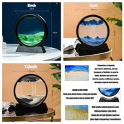 3D Moving Sand Art Picture Round Glass Deep Sea Sandscape Quicksand Office Home Decor Gift